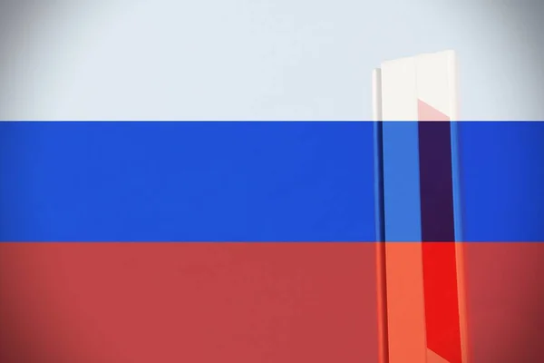 Russian Flag Level Crossing Background Concept New Distribution Business Rules — Fotografia de Stock