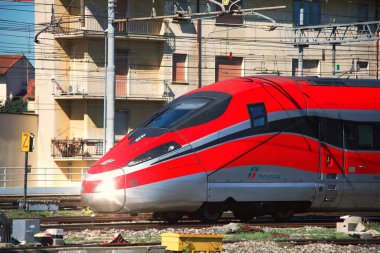 Florence, Italy , August 23 2022, Trenitalia Frecciarossa train at sunset