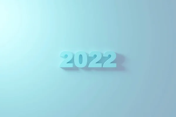 2022年数字在清晰的彩色抽象背景上 新年快乐的概念 3D渲染图形设计 — 图库照片