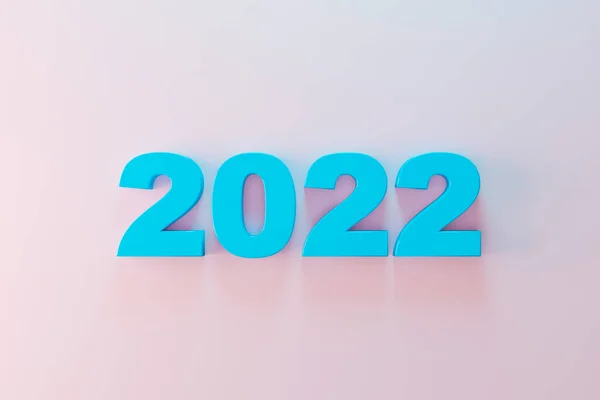 クリーンな色抽象的な背景の2022番号 新年のコンセプト 3Dレンダリンググラフィックデザイン — ストック写真