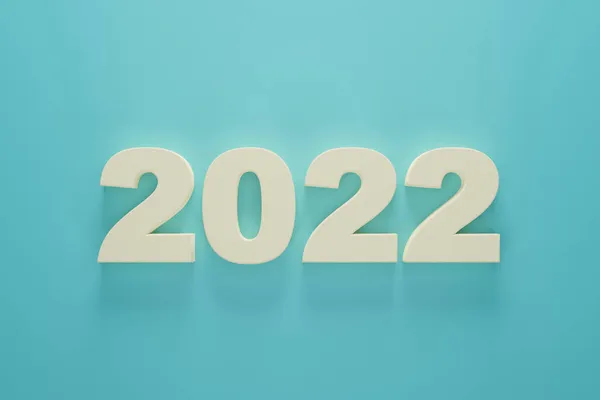 2022 Liczba Czystym Tle Abstrakcyjnego Koloru Szczęśliwego Nowego Roku Renderowanie — Zdjęcie stockowe