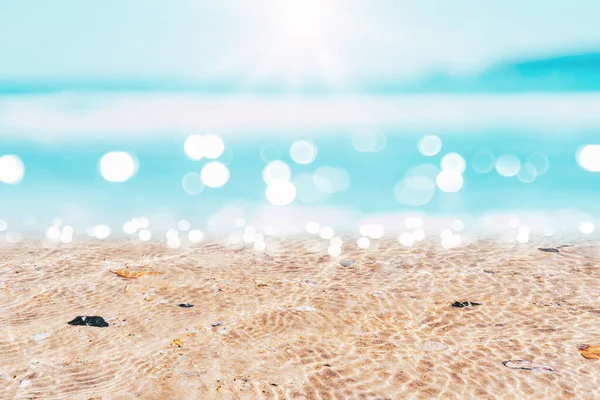 Copy Space Blur Tropical Beach Bokeh Sun Light Wave Blue — Stock Photo, Image