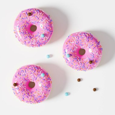 Donutlar 3d render grafik tasarımı.