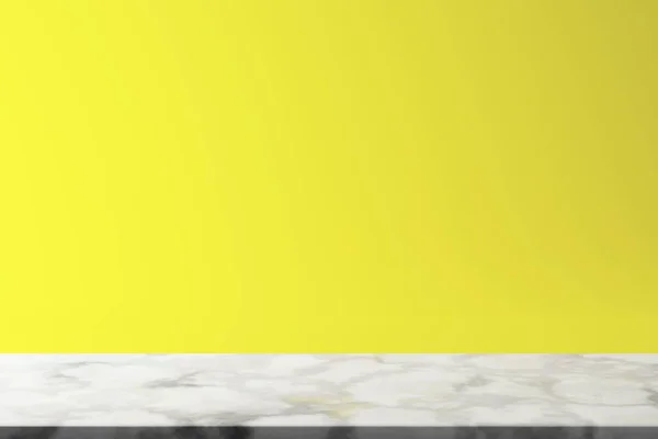 白色3D讲台空在黄色的抽象背景上 产品模拟演示演示 Grapich艺术设计渲染 — 图库照片