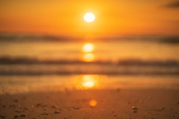 Waas Tropisch Strand Met Gladde Golf Zonsondergang Hemel Abstracte Achtergrond — Stockfoto