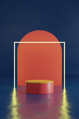 Ürün sunumu için kopyalama alanı olan 3d podyum. Grafik sanat tasarımı.