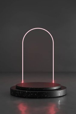 Ürün sunumu için kopyalama alanı olan 3d podyum. Grafik sanat tasarımı.