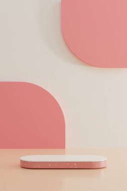 Ürün sunumu için kopyalama alanı olan 3d podyum. Grafik sanat tasarımı.