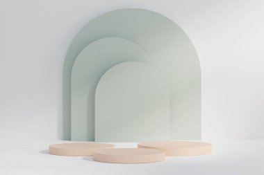 Ürün sunumu için kopyalama alanı olan 3d podyum. Grafik oluşturma sanatı tasarımı.