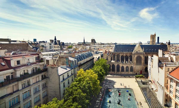 Panoramic view of Paris from the roof of The Centre Pompidou Museum building. France. — Stock Photo, Image