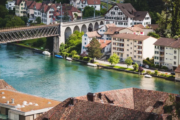 Swiss town Schaffhausen. River Rhine. — Stock Photo, Image