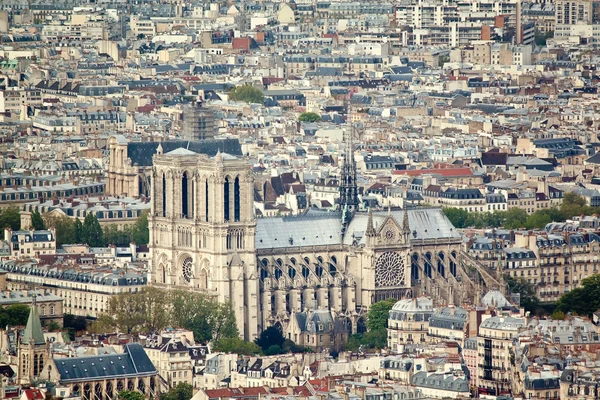 Panoramisch uitzicht op de notre dame kathedraal van Tour Montparnasse, Parijs. Frankrijk, Europa. — Stockfoto