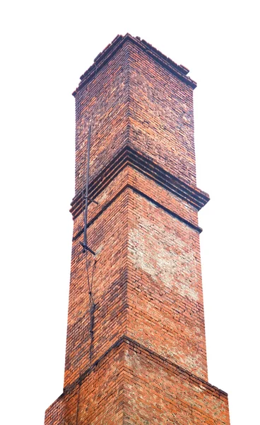 古い煉瓦産業煙突を白で隔離されます。 — ストック写真
