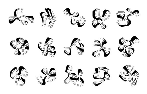Ensemble d'objets vectoriels doodle, forme abstraite inhabituelle, — Image vectorielle