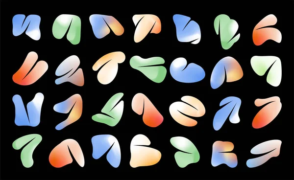 Conjunto de formas y objetos de gradiente vectorial. piedras agrietadas, — Vector de stock