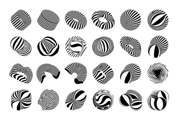 Set vettoriale di oggetti glitch ipnotici, forme deformi, Grafiche Vettoriali