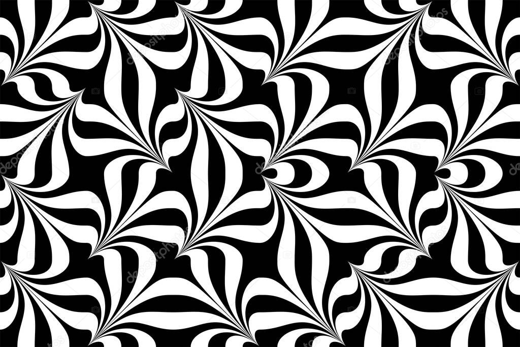 Vector abstract surreal seamless black and white pattern