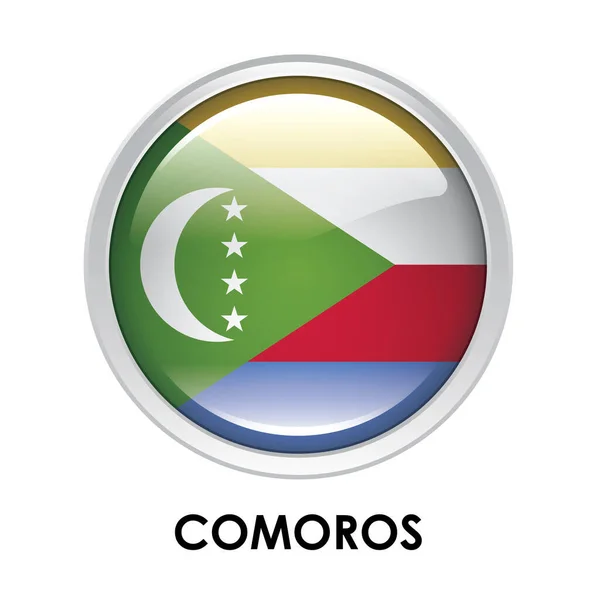 Okrągła Flaga Komorów — Zdjęcie stockowe