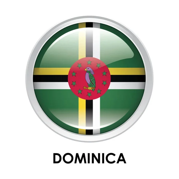Rund Flagga Dominica — Stockfoto