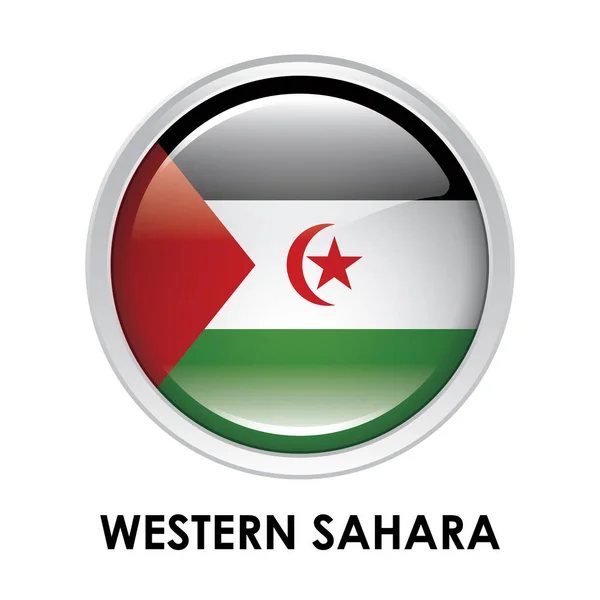 Västsaharas Runda Flagga — Stockfoto