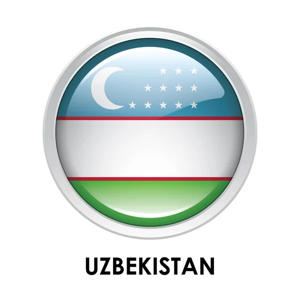 Okrągła Flaga Uzbekistanu — Zdjęcie stockowe