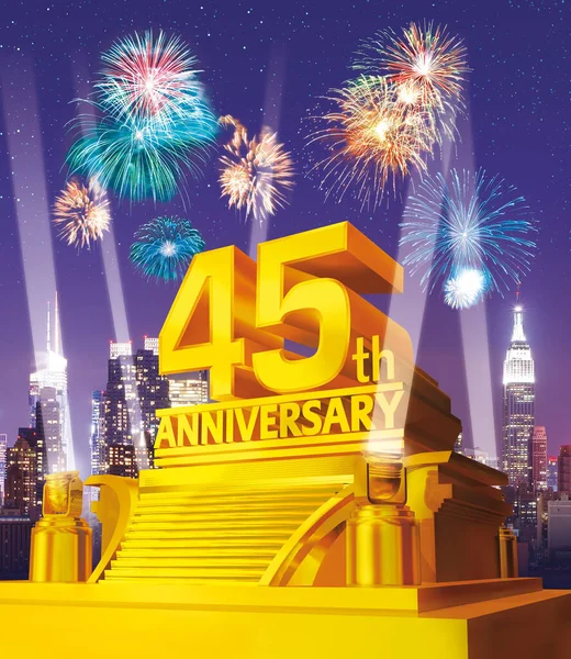 45º Aniversario Oro Contra Horizonte Ciudad —  Fotos de Stock