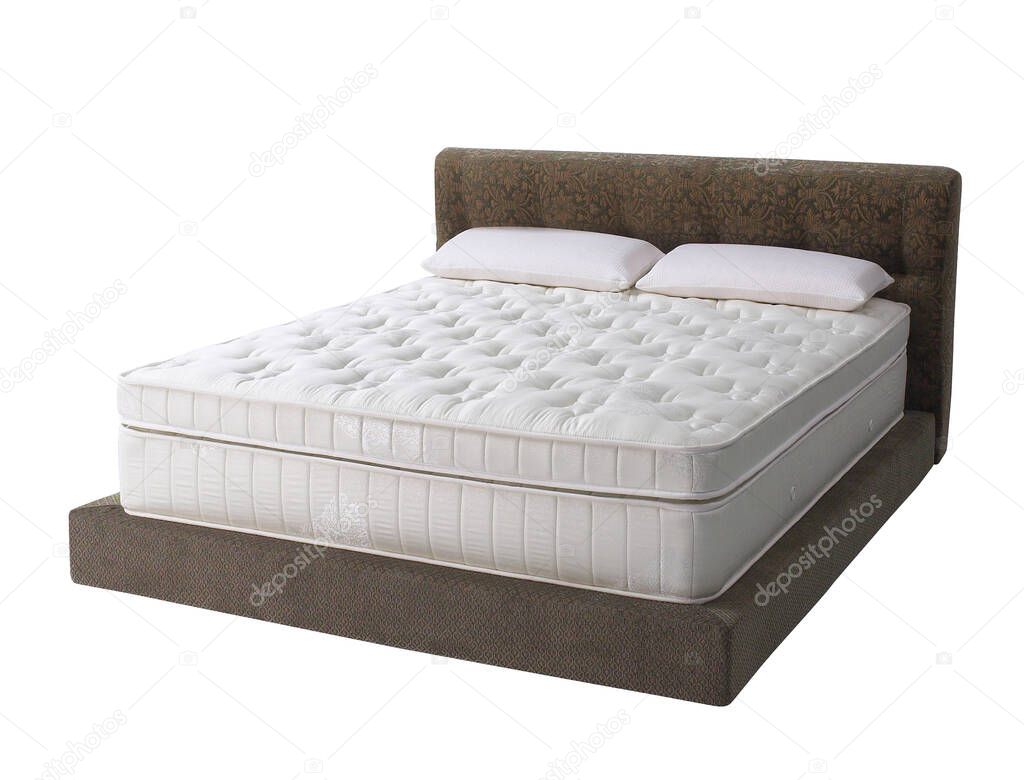 Modern platform bed with mattress and pillow