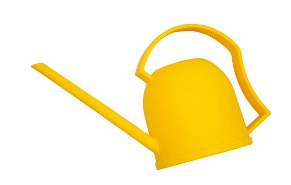 Żółta Plastikowa Puszka Białym Tle — Zdjęcie stockowe