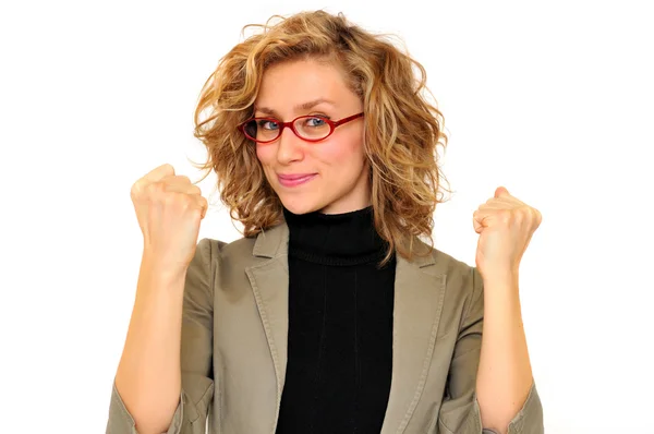 eller yükselen başarılı genç iş kadını 