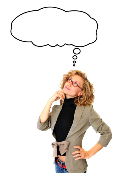 düşünceli işkadını boş düşünce balonu ile