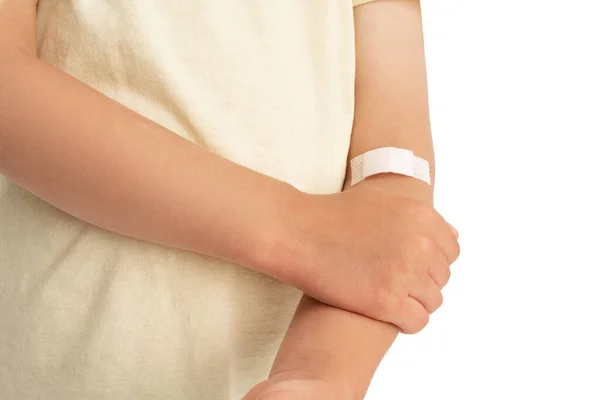 Little Boy Holding His Hand Because Pain Blood Testing — Stockfoto