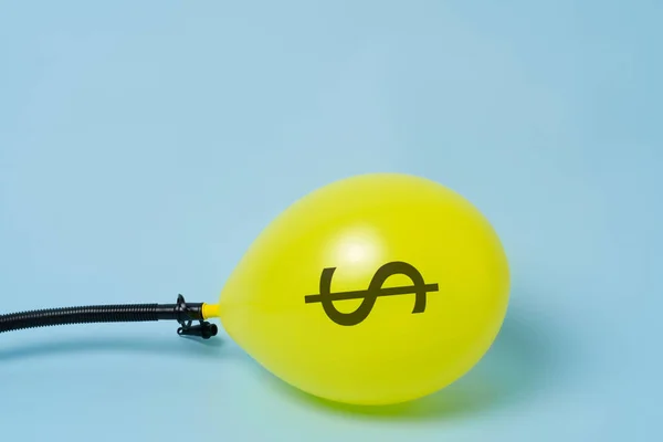 Inflating Yellow Balloon Dollar Sign Investme —  Fotos de Stock