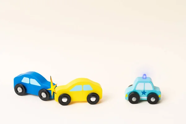 Two Mini Toy Car Crash Ambulance Police Car Toy Car — Stockfoto