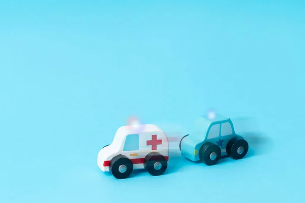 Mini Toy Ambulance Police Car Driving Fast Signal — Stockfoto