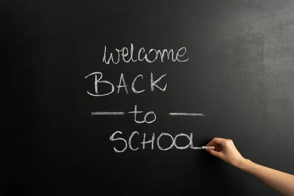 Back to school sign on chalk board background.
