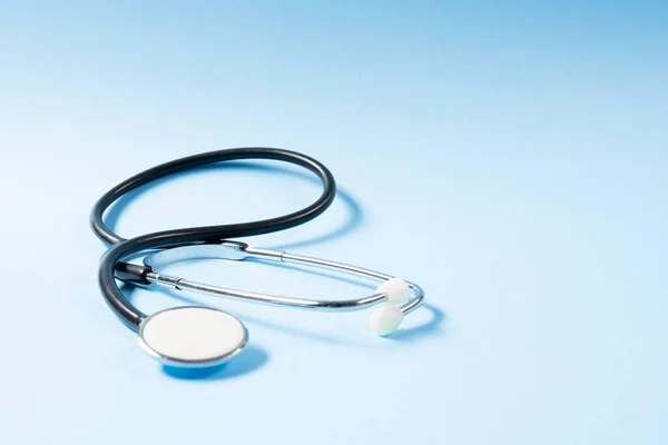 Close View Stethoscope Blue Background — Fotografia de Stock