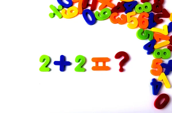 Plastic Magnetic Numbers Multicolor Board Top View People — Stock Photo, Image