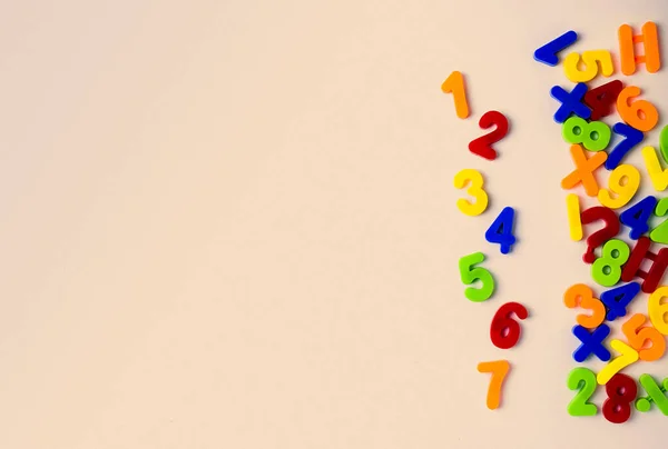 Plastic Magnetic Numbers Multicolor Board Top View People — Stock Photo, Image