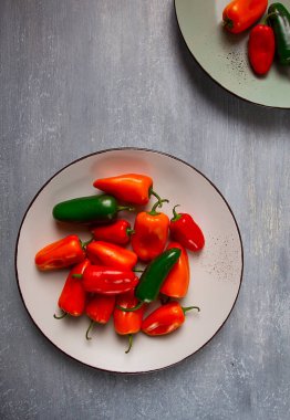Mini sweet pepper, set, colored peppers, top view, no people, assortment,
