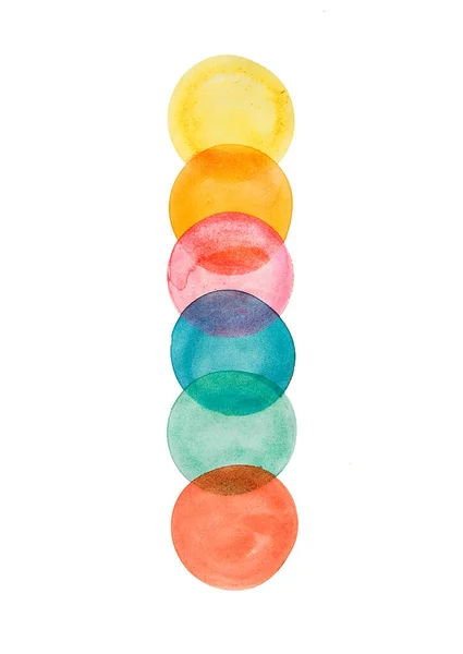 Abstract background, colored circles, overlapping, drawing, watercolor paint, on a white background,
