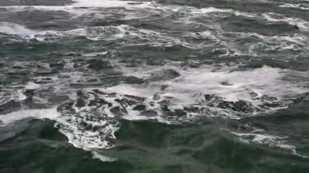 Bubbelende beken van water, golven op zee, oceaan, rivier. — Stockvideo