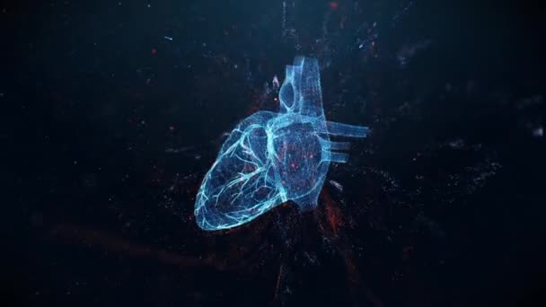 Hologram Van Het Menselijk Hart Omringd Door Energie Stromen Een — Stockvideo