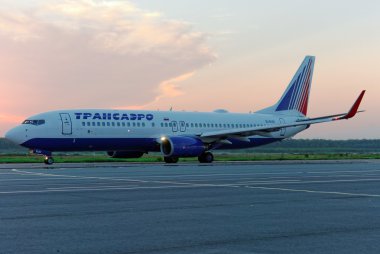 transaero şirket uçağı bir kalkış alanına Nijniy novgorod Havaalanı
