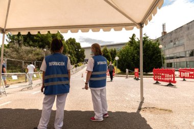 13 Temmuz 2021, Vigo 'daki ifevis tesislerinde İspanya, Covid 19 aşı günü.