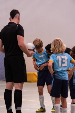 MOANA PONTEVEDRA SPAIN 7 Mayıs 2022 Domaio köşkünde bölgesel çocuklar liginin futsal maçı