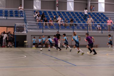 MOANA PONTEVEDRA SPAIN 7 Mayıs 2022 Domaio köşkünde bölgesel çocuklar liginin futsal maçı