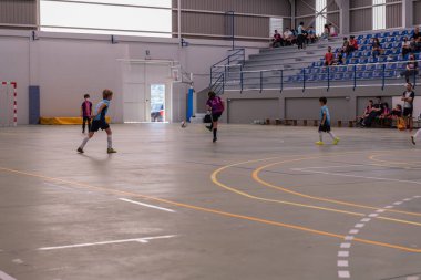 MOANA PONTEVEDRA SPAIN 7 Mayıs 2022 Domaio köşkünde bölgesel çocuklar liginin futsal maçı