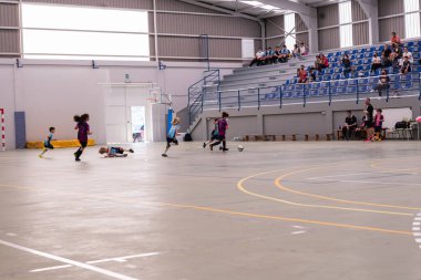 MOANA PONTEVEDRA SPAIN 7 Mayıs 2022 Domaio köşkünde bölgesel çocuklar liginin futsal maçı