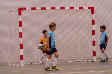 MOANA PONTEVEDRA SPAIN 7 Mayıs 2022 Domaio köşkünde bölgesel çocuklar liginin futsal maçı