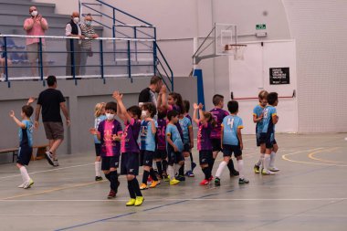 MOANA PONTEVEDRA SPAIN 7 Mayıs 2022 Domaio köşkünde bölgesel çocuklar liginin futsal maçı